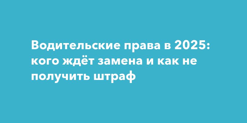 Водительские права в 2025: кого ждёт замена и как не получить штраф