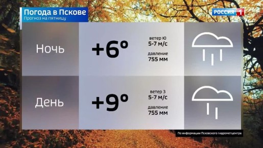 Прогноз погоды в Псковской области на 31 октября
