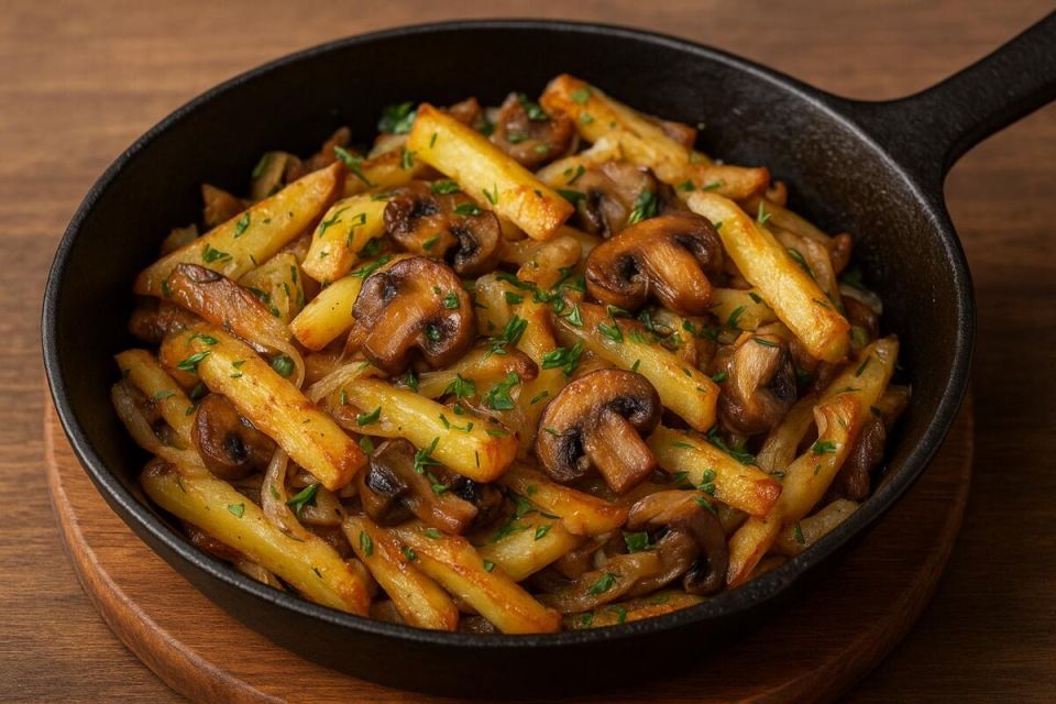 Приготовьте отменную жареную картошку с грибами и луком