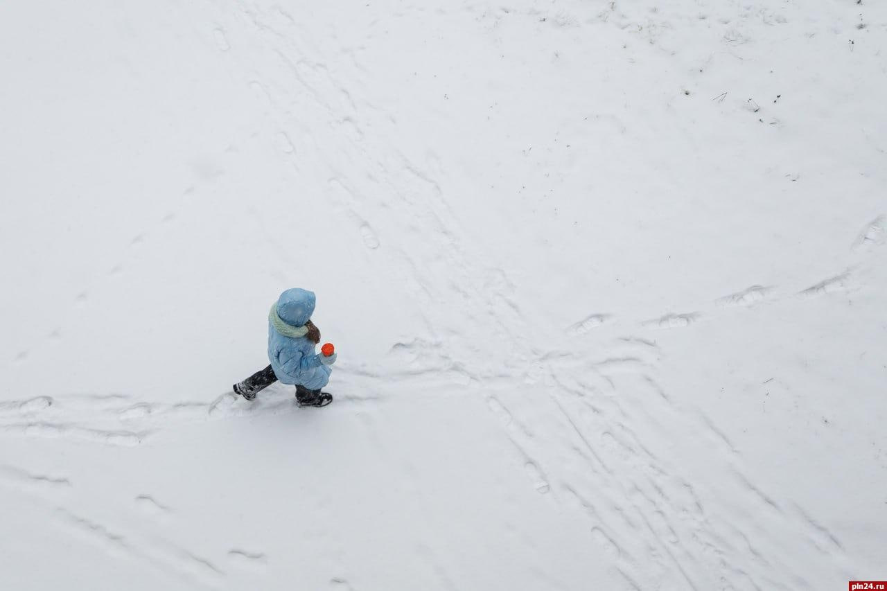 Первый большой снегопад накрыл Псков Первый большой снегопад накрыл Псков