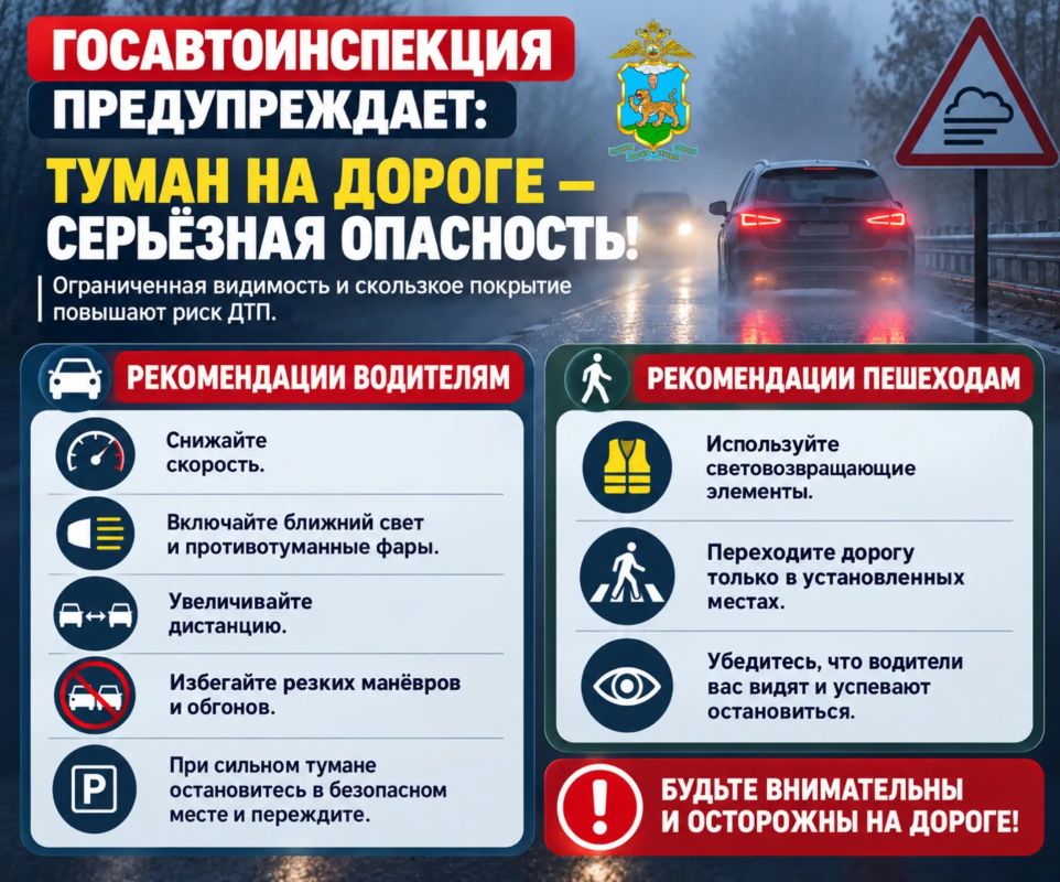 Госавтоинспекция предупреждает: туман на дороге — серьёзная опасность!